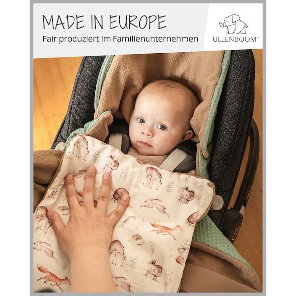 babywalz UllenboomEinschlagdecke Waffelpiqué wattiert beige / grün / Waldfreunde Nur noch ein Tag übrig