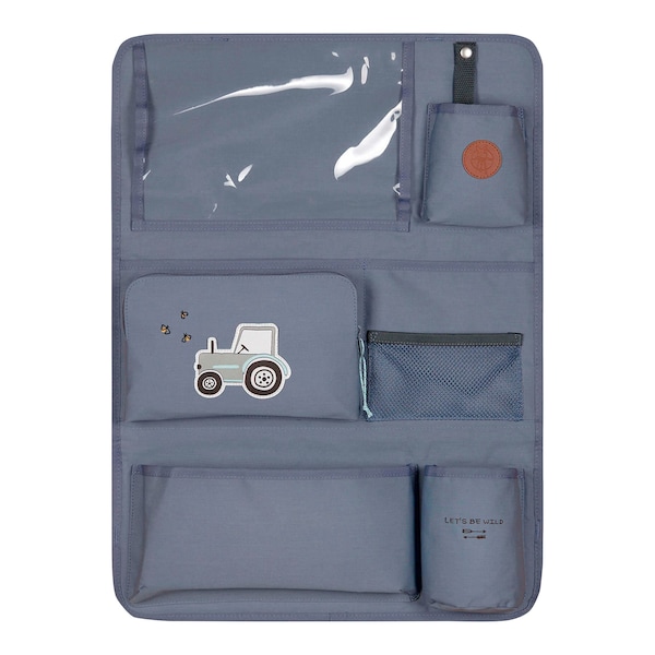 babywalz LässigRückenlehnen- Spielzeugtasche Car Wrap-to-Go Adventure blau Traktor