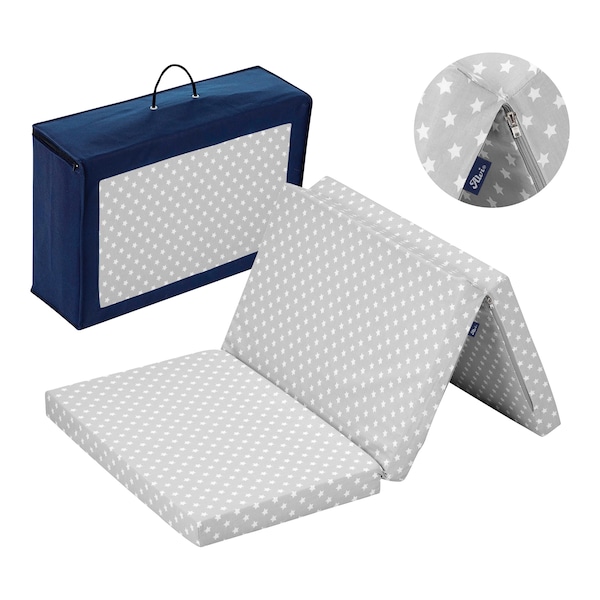 babywalz AlviMatratze für Reisebett 60x120 cm grau / kleiner Stern Letzter Tag