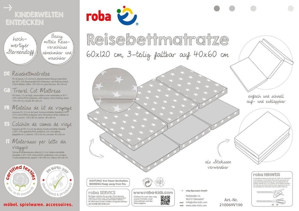 babywalz robaReisebettmatratze 60x120 Little Stars Clearance-Verkauf