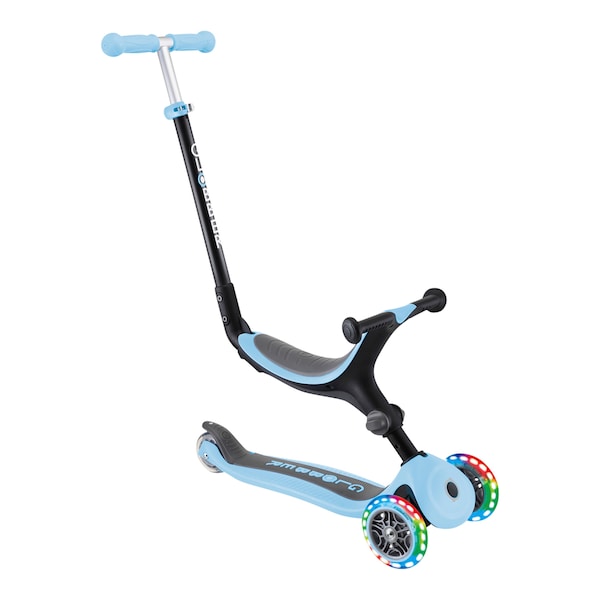babywalz Globber3in1 Scooter Go-Up mit Leuchtrollen pastellblau
