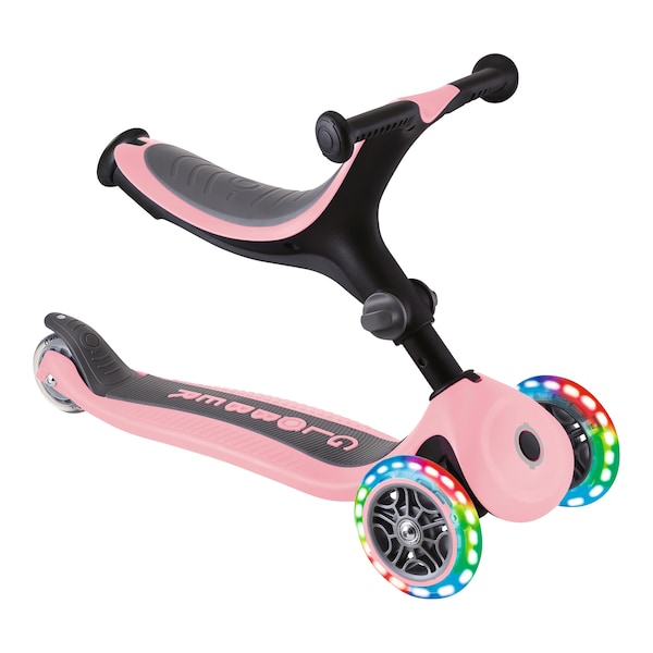 babywalz Globber3in1 Scooter Go-Up mit Leuchtrollen pastellrosa Fabrikverkauf