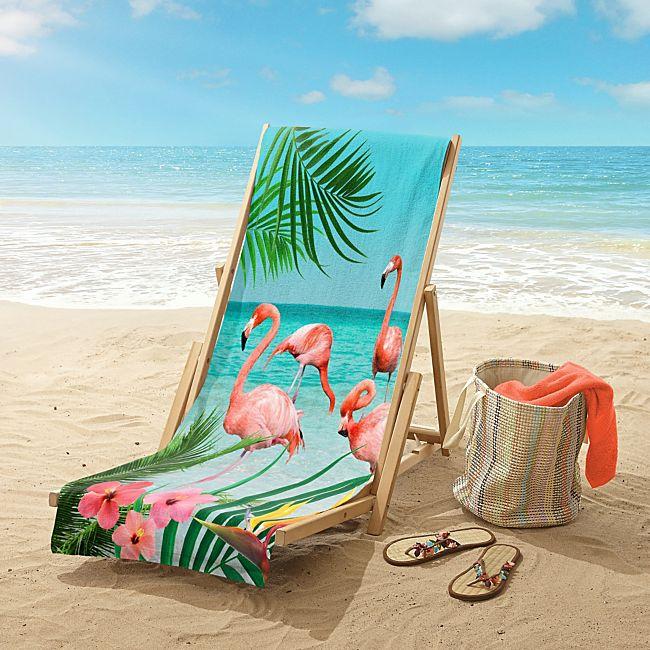 babybutt Good Morning Polyvelours Strandtuch "Flamingo" im Angebot