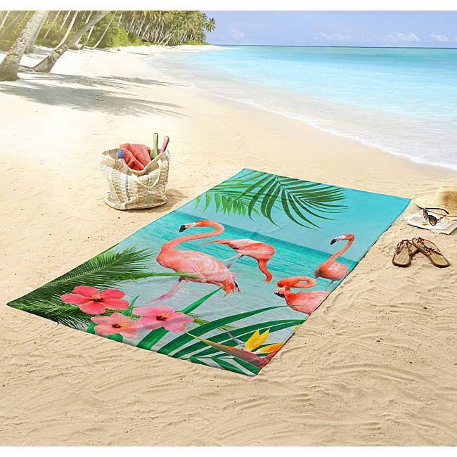 babybutt Good Morning Polyvelours Strandtuch "Flamingo" im Angebot