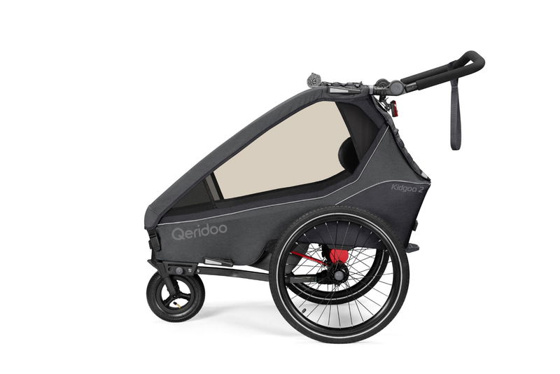 babyonlineshop Qeridoo Kidgoo 2 Fahrradanhänger Steel Grey mit Joggerfunktion 2023 Vierteljährliche Förderung