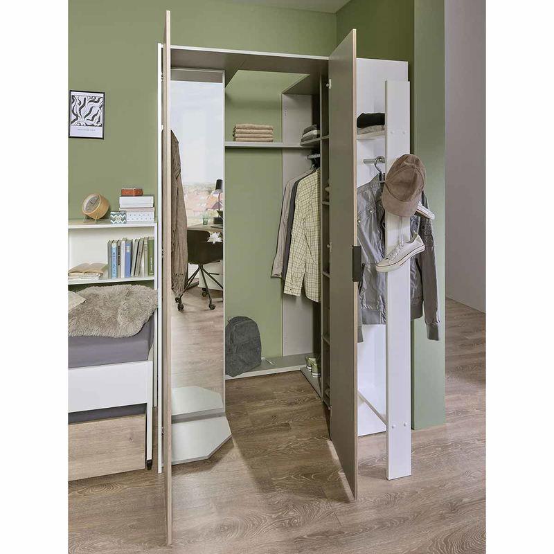babyonlineshop Wimex Norderney Eckschrank begehbar 120 cm Weiß/Viking-oak Dekor Tiefpreis