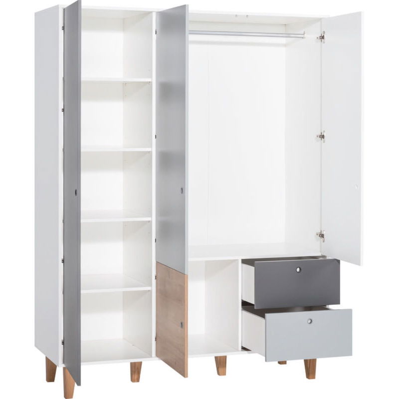 babyonlineshop VOX Concept Baby Kleiderschrank 3-türig oak white/grey/graphite Sonderangebot der Fabrik