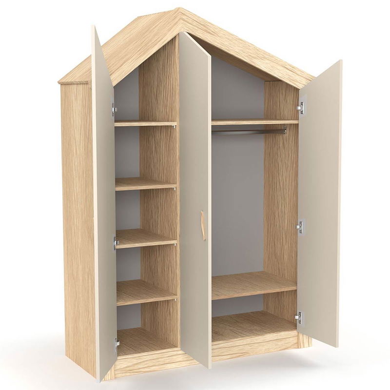 babyonlineshop Nature Kid My House Kinderzimmer natur/grau 5-teilig mit Hausbett Nur noch ein Tag übrig