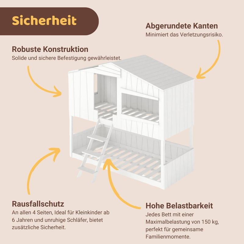 babyonlineshop Artkid Ronja Etagenbett Hüttenbett weiß Liegefläche 90 x 200 cm Super Rabatt
