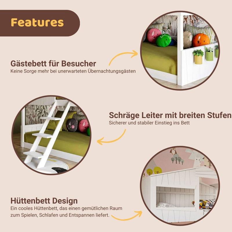 babyonlineshop Artkid Ronja Etagenbett Hüttenbett weiß Liegefläche 90 x 200 cm Super Rabatt