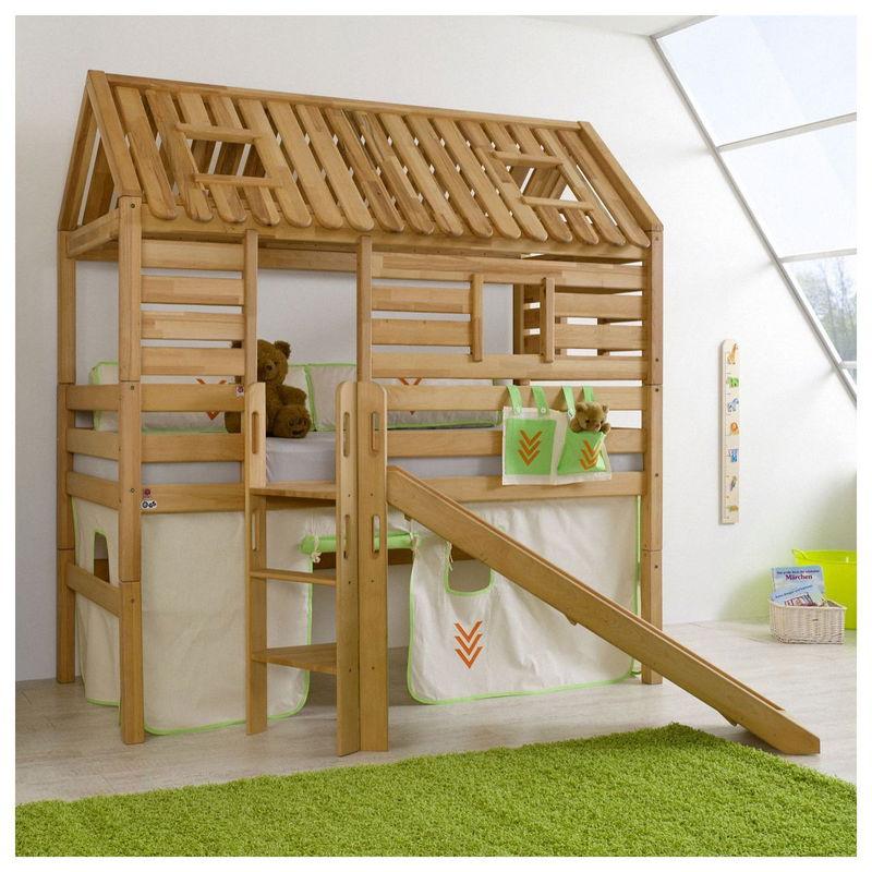 babyonlineshop Relita ELIYAS Spielbett Buche massiv geölt mit Rutschenturm - zum Einzelbett umbaubar Speichern exportieren
