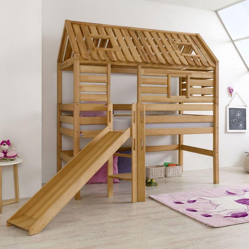 babyonlineshop Relita ELIYAS Spielbett Buche massiv geölt mit Rutschenturm - zum Einzelbett umbaubar Speichern exportieren