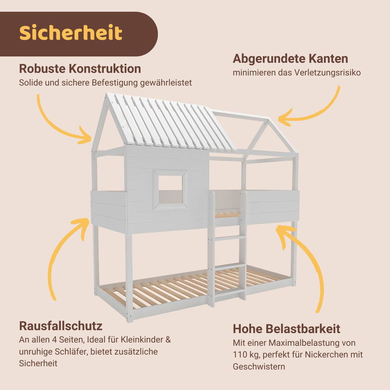 babyonlineshop Artkid Roxy Etagenbett Haus weiß 90 x 200 cm 50% Rabatt für begrenzte Zeit