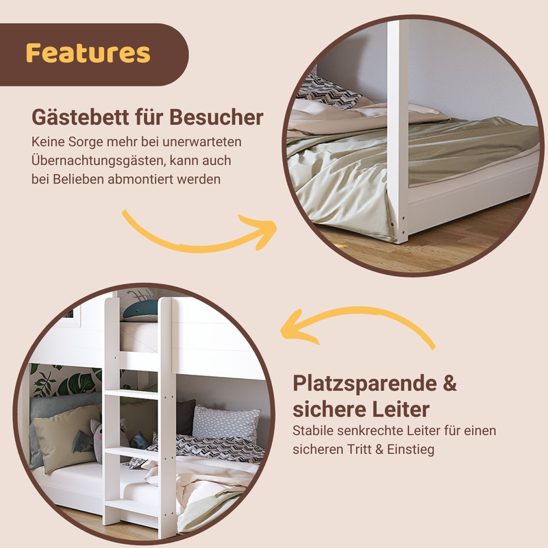 babyonlineshop Artkid Roxy Etagenbett Haus weiß 90 x 200 cm 50% Rabatt für begrenzte Zeit