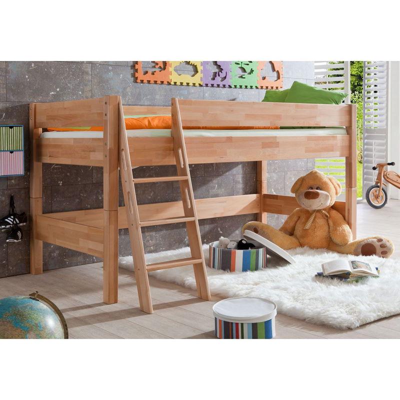 babyonlineshop Relita KIM Halbhochbett Buche massiv Natur zum Einzelbett umbaubar - frachtfrei Outlet