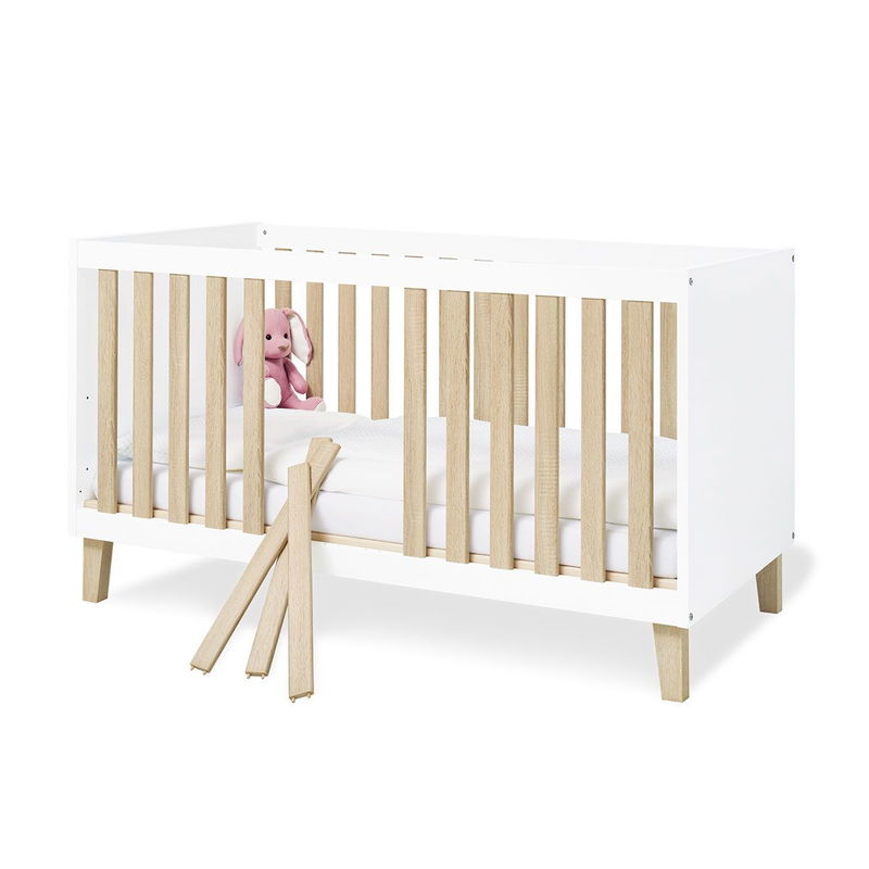 babyonlineshop Pinolino Lumi Kinderzimmer breit groß - 3T Weiß/Eiche Dekor mit Echtholzstruktur im Angebot
