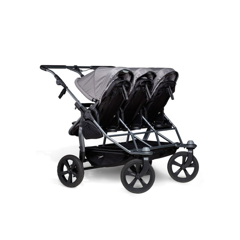 babyonlineshop tfk trio Kombi Kinderwagen grau Drillingswagen mit Luftkammerreifen Blitzverkäufe