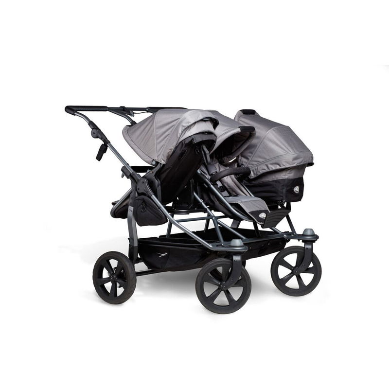 babyonlineshop tfk trio Kombi Kinderwagen grau Drillingswagen mit Luftkammerreifen Blitzverkäufe