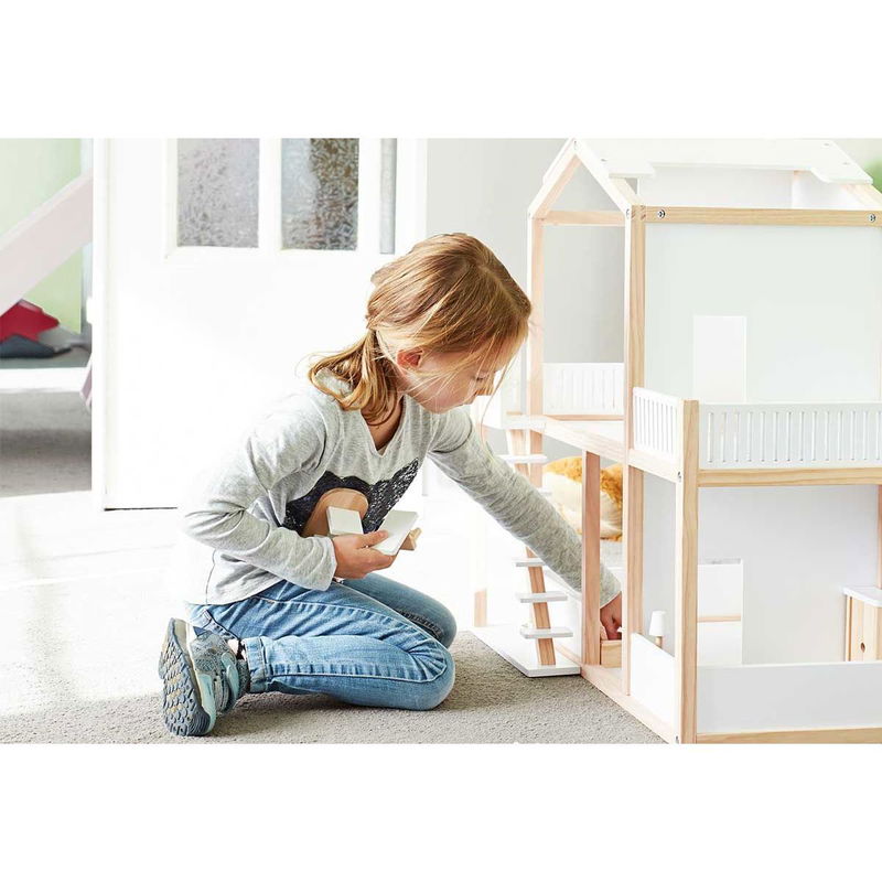 babyonlineshop Pinolino Puppenhaus Ida Kiefer und MDF weiß lackiert Super Sparpreis