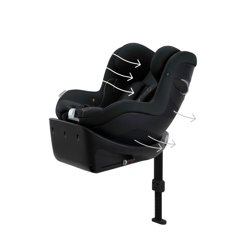 babyonlineshop CYBEX Sirona Gi i-Size Moon Black ab Geburt bis 105 cm (ca. 4 Jahre) Begrenzt auf 3 Tage