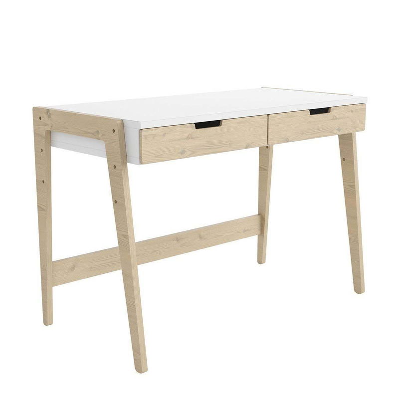 babyonlineshop Nature Kid Cory Schreibtisch weiß/natur höhenverstellbar aus Kiefer und MDF Online