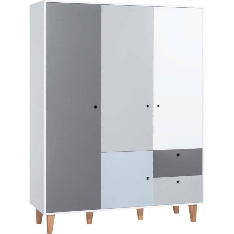 babyonlineshop VOX Concept Baby Kleiderschrank 3-türig blue white/grey/graphite Outlet