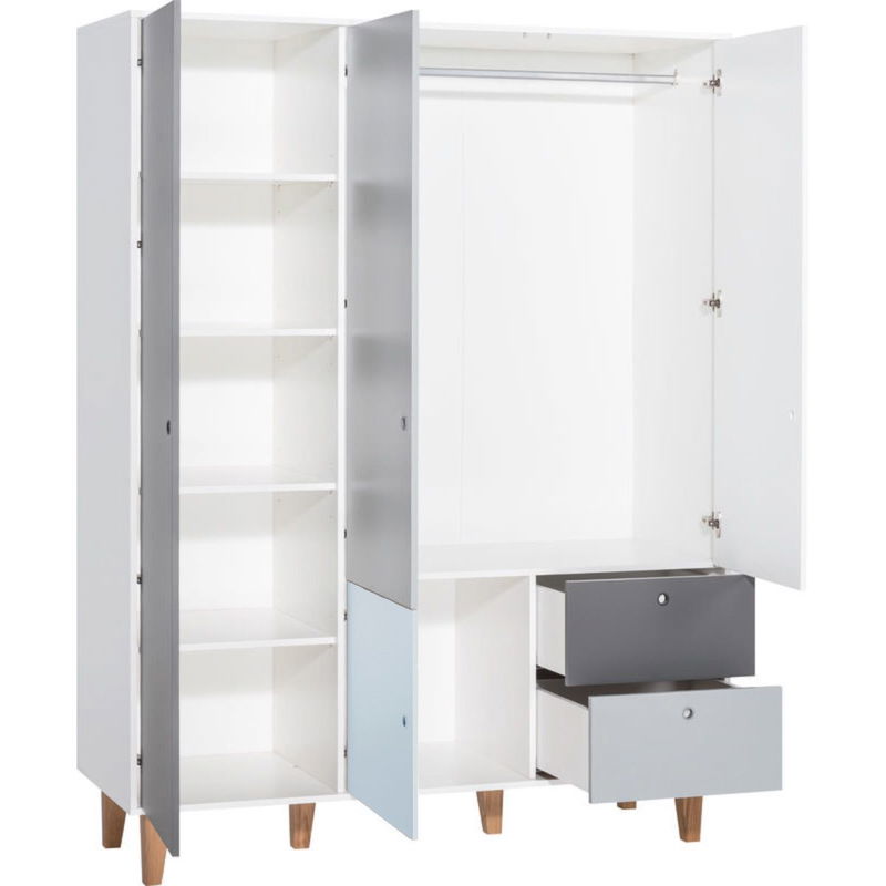 babyonlineshop VOX Concept Baby Kleiderschrank 3-türig blue white/grey/graphite Outlet