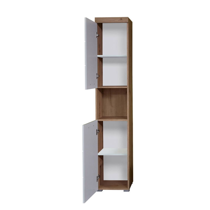babyonlineshop trendteam Amanda Badmöbel 164x190x34 cm 4-teilig weiß / asteiche Fabrikpreis