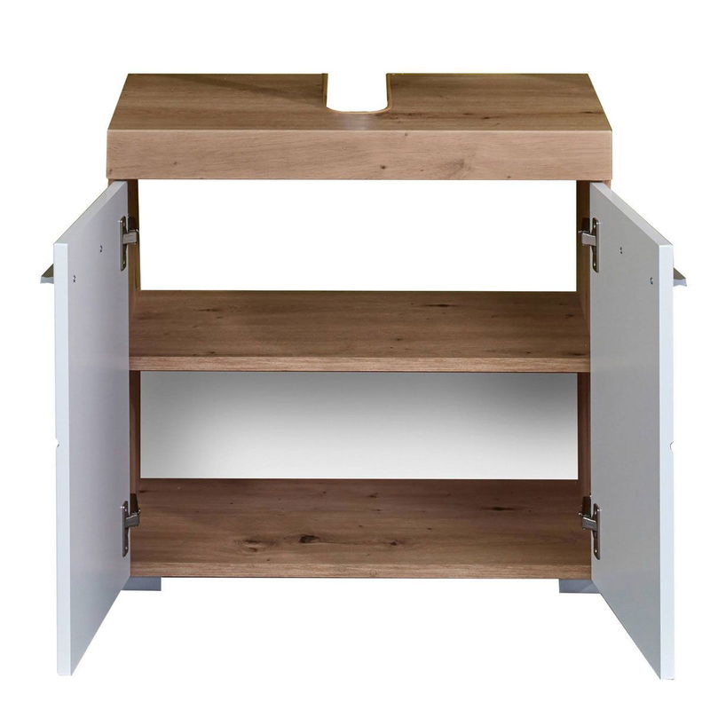 babyonlineshop trendteam Amanda Badmöbel 164x190x34 cm 4-teilig weiß / asteiche Fabrikpreis