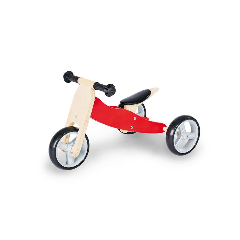 babyonlineshop Pinolino Mini-Laufdreirad Charlie rot/natur Birke massiv klar und rot lackiert - zum Toppreis Cyber Monday