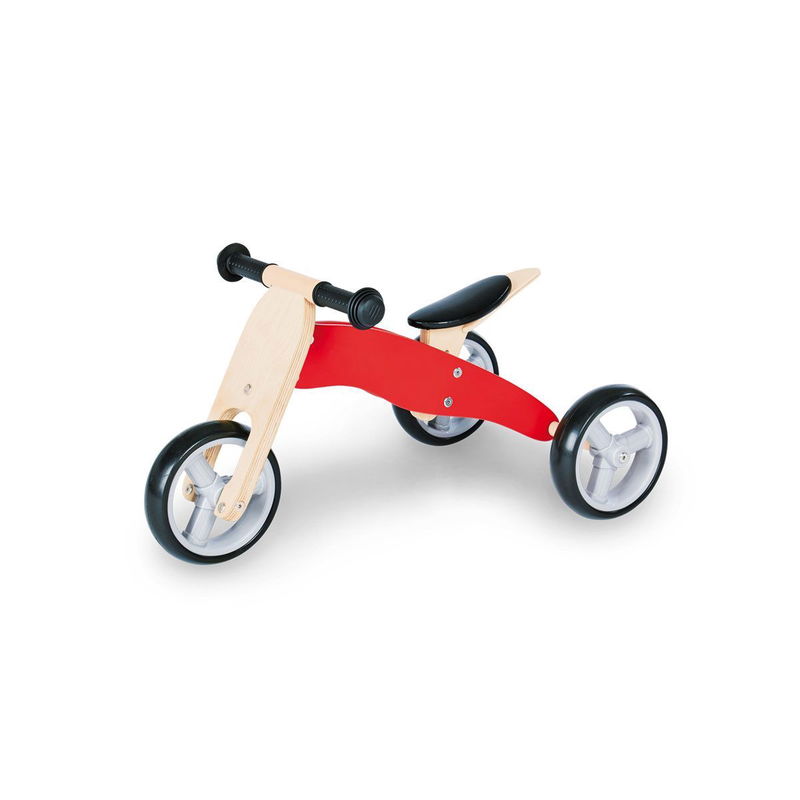 babyonlineshop Pinolino Mini-Laufdreirad Charlie rot/natur Birke massiv klar und rot lackiert - zum Toppreis Cyber Monday