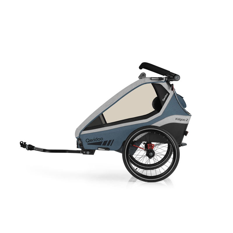 babyonlineshop Qeridoo Kidgoo 2 Fahrradanhänger Navy Blue mit Joggerfunktion Letzte 2 Tage