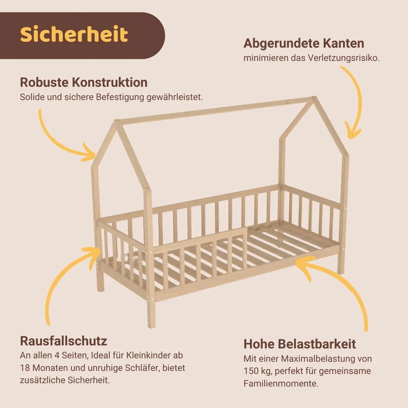 babyonlineshop Artkid Benni Hausbett Natur 90 x 200 cm Discount Store für neue Produkte
