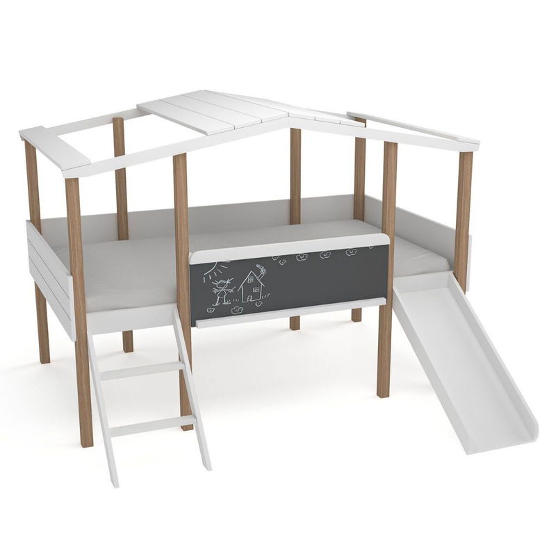 babyonlineshop Nature Kid Cory Hausbett mit Rutsche 90 x 200 weiß Super Rabatt