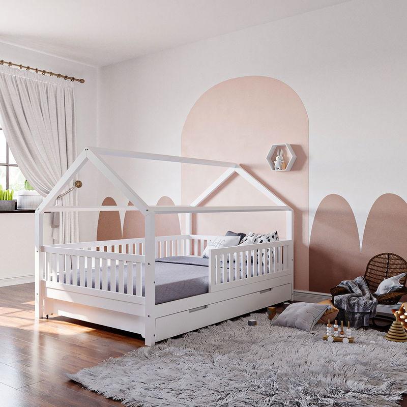 babyonlineshop Nature Kid Lilly Hausbett Kiefer weiß lackiert Liegefläche 140 x 200 cm Rabatte dieses Monats