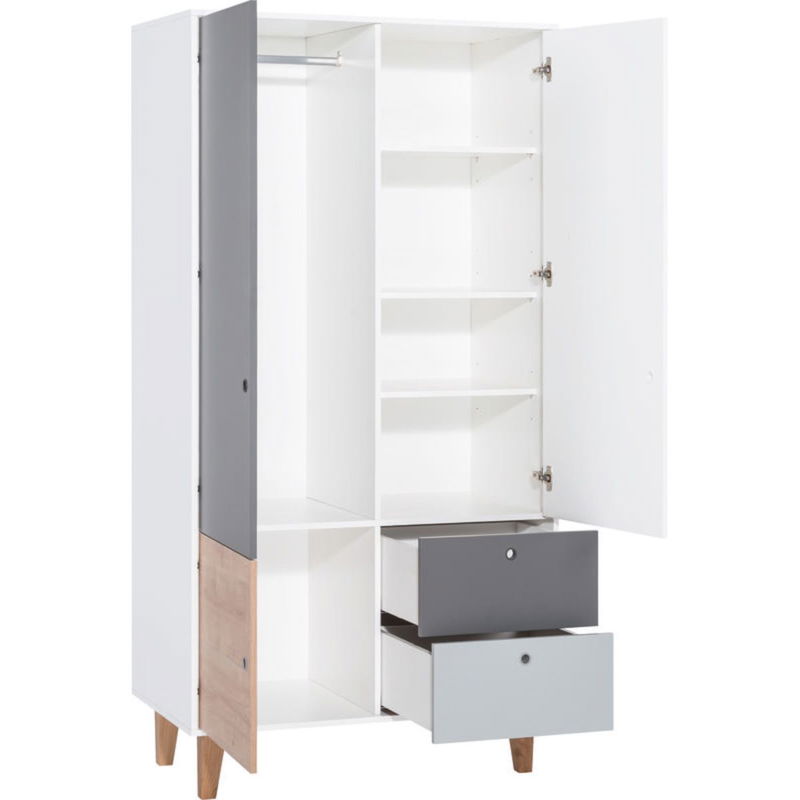 babyonlineshop VOX Concept Baby Kleiderschrank 2-türig oak white/grey/graphite Black Friday