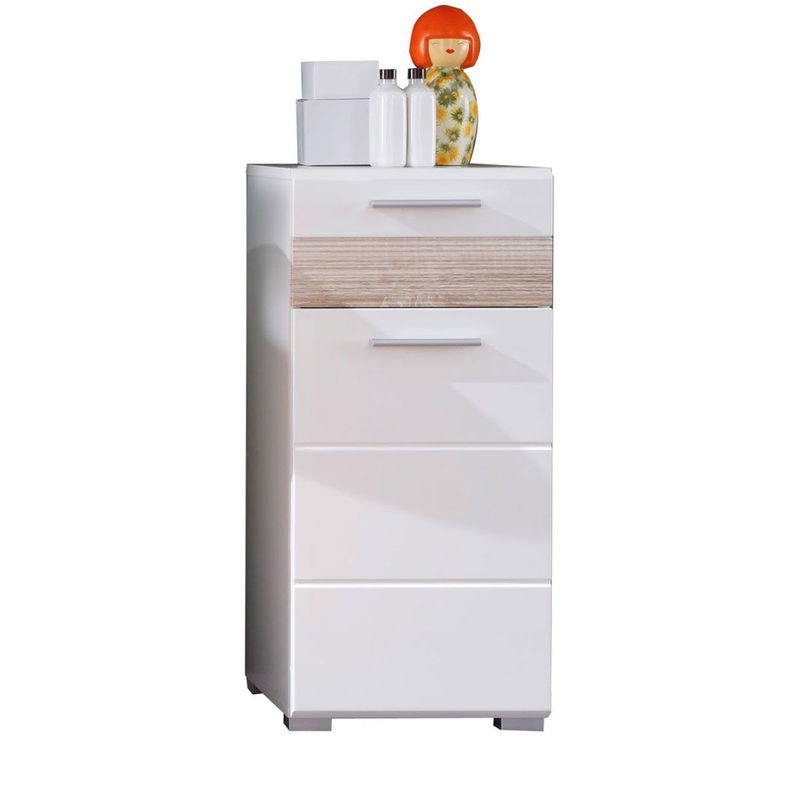 babyonlineshop trendteam Mezzo Standschrank Weiß / Eiche Sägerau Hell Blitzangebot