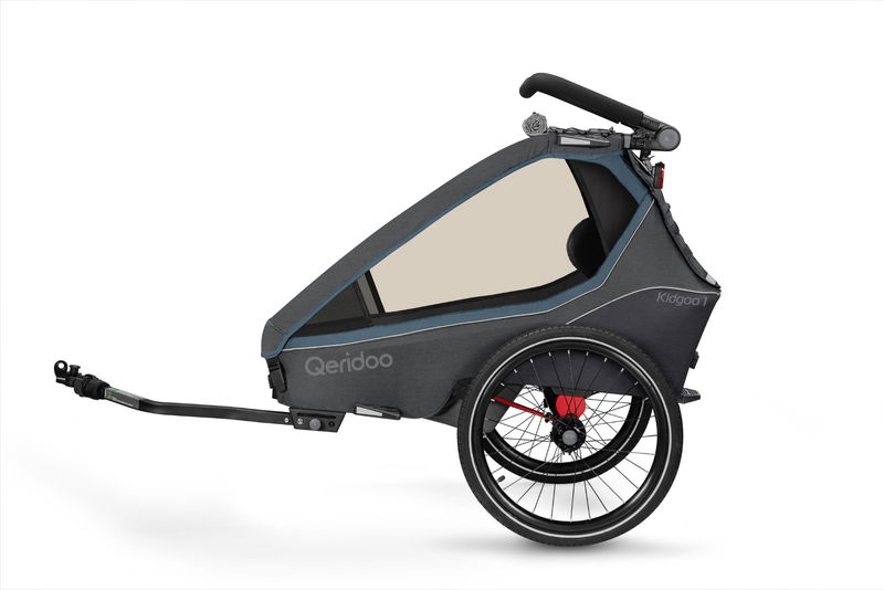 babyonlineshop Qeridoo Kidgoo 1 Fahrradanhänger Navy Blue mit Joggerfunktion 2023 Letzte 3 Tage