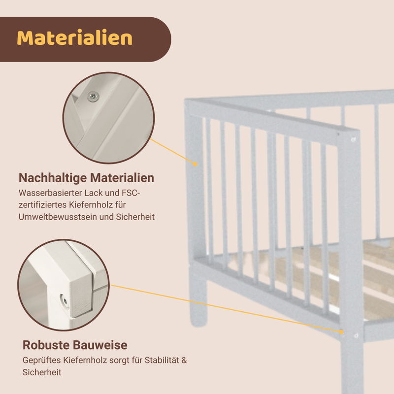 babyonlineshop Artkid Daniel Kinderbett 90 x 160 cm montessori Bodenbett mit Rausfallschutz weiß Kiefer massiv Lagerräumung