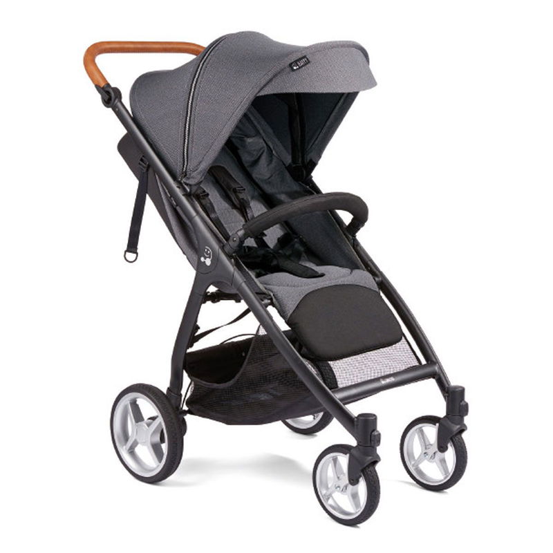 babyonlineshop Gesslein Smiloo Happy+ Buggy steel grey Gestell schwarz mit Cognac Griff Speichern exportieren