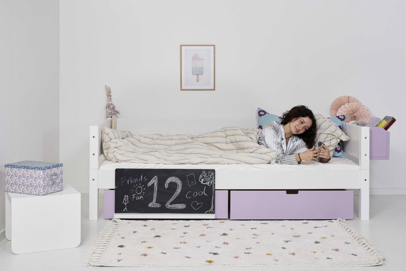 babyonlineshop Manis-h Einzelbett SIF 90x200 cm Pfosten Buche incl. Sicherung Bettkästen & Lattenrost Saisonschlussverkauf
