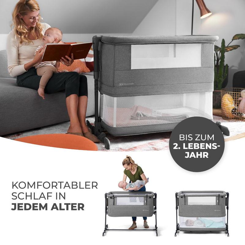 babyonlineshop Kinderkraft Beistellbett NESTE GROW grey melange Cyber Monday