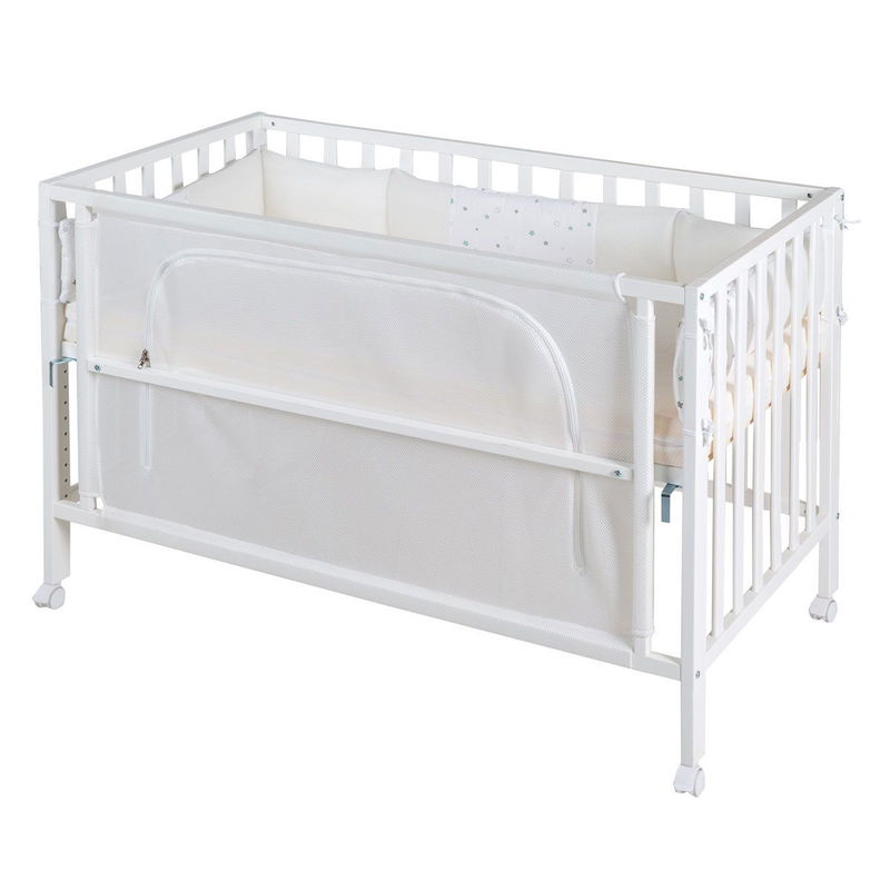 babyonlineshop Roba Room Bed safe asleep® Sternenzauber - Weiß inkl. Nestchen Air Matratze & Schlafsack Easy Air Blitzangebot