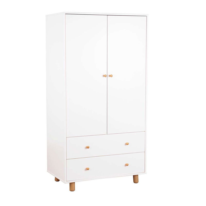 babyonlineshop Nature Kid Lina Kleiderschrank weiß / Kiefer 2-türig Große Rabatte