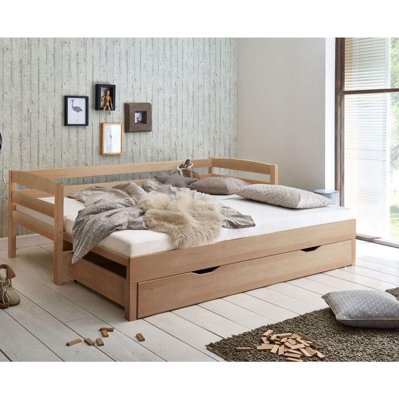 babyonlineshop Relita EMILIA Einzelbett Buche massiv Natur 90/180 x 200 cm ausziehbar Super Sparpreis