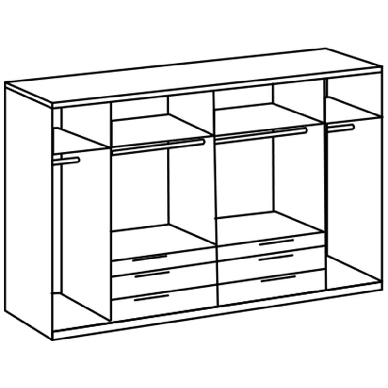 babyonlineshop Wimex Detroit Kleiderschrank 300 cm 4 Spiegel Plankeneiche Dekor/Raw steel Jubiläumsangebot