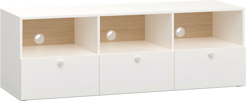 babyonlineshop Vox RELI - Schrank RTV breit mit Griff / Alabasterweiß Eiche hell