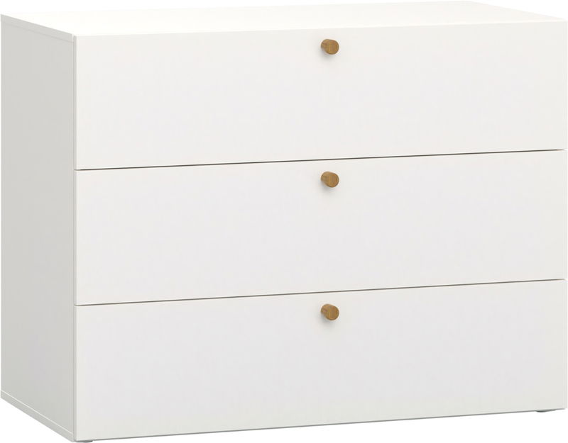 babyonlineshop Vox RELI - Kommode mit Schubladen und Eichengriff / Alabasterweiß