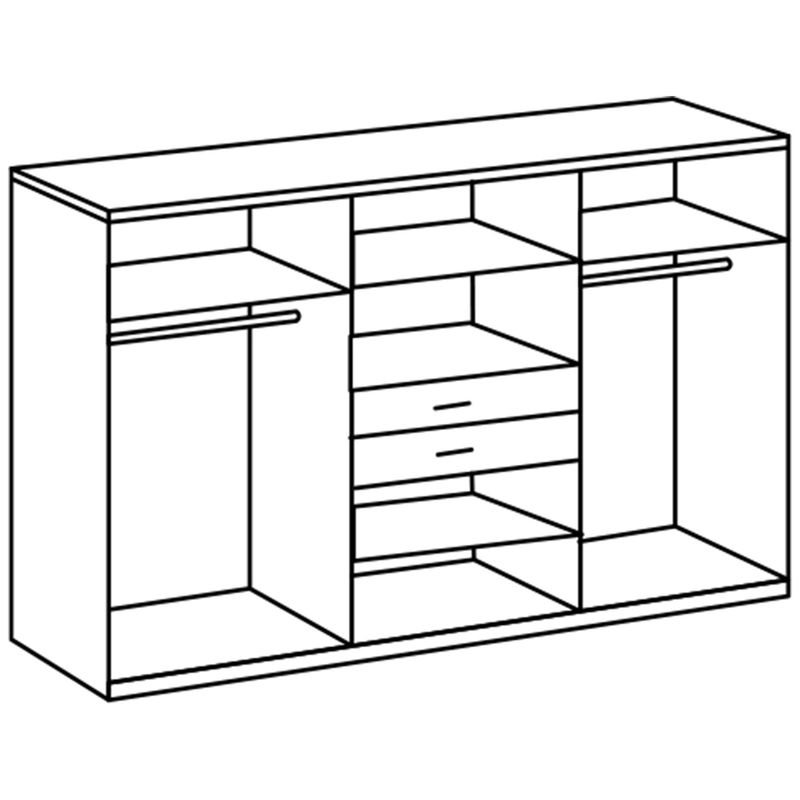 babyonlineshop Wimex Vanea Kleiderschrank 2 Spiegel 270 cm Hickory-oak Dekor/Graphit Räumungsverkauf