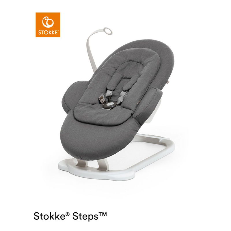 babyonlineshop Stokke® Steps™ Bouncer White Deep Grey Babywippe passend zum Hochstuhl